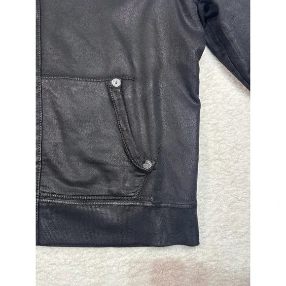 True Religion Men's Size Jet Black Coated Moto Hoodie Jacket Size 3XL - Picture 5 of 12